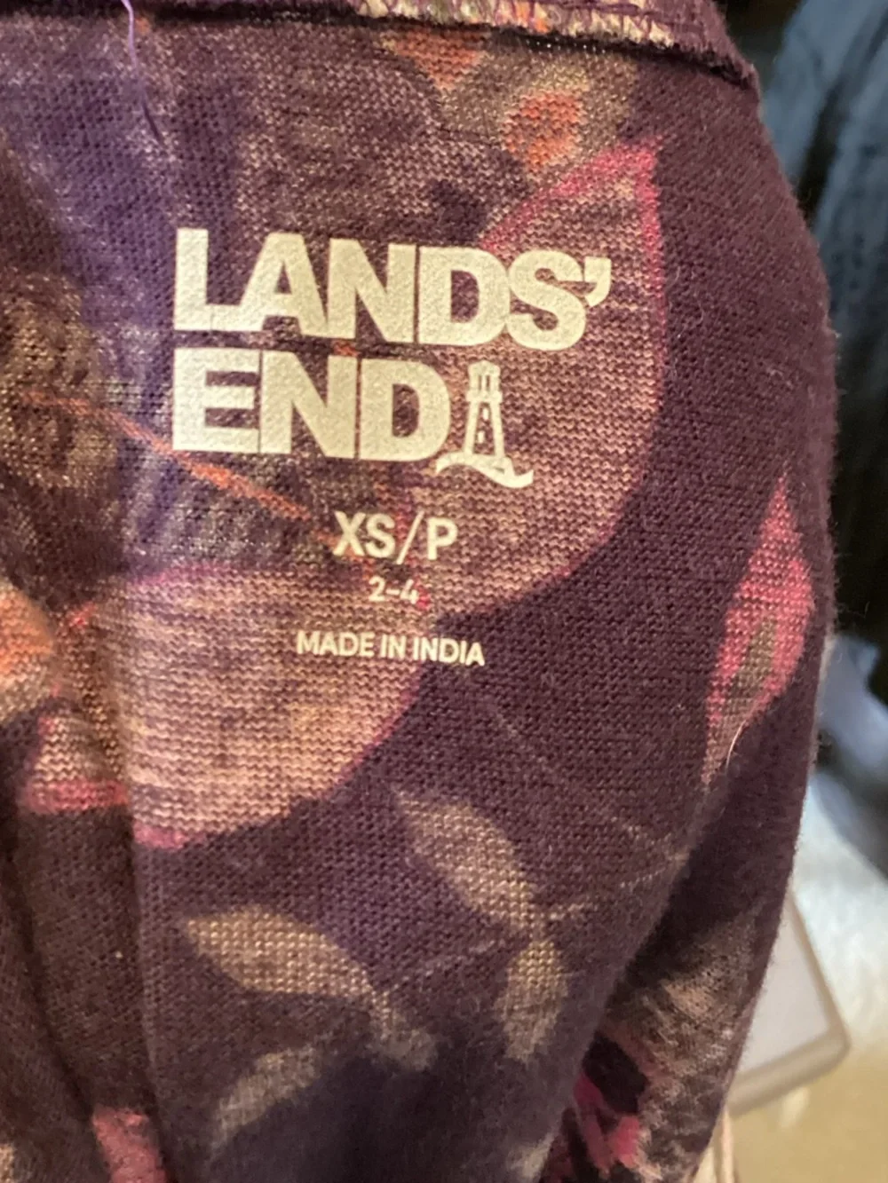Lands' End Purple Floral Sleeveless Shift Dress with Pink & Cream Accents - XS